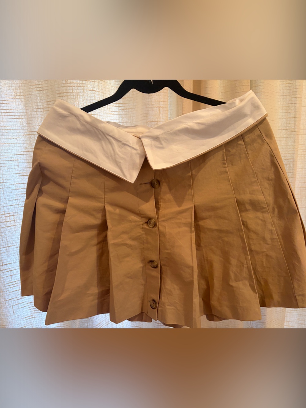 Zara Tan Circle Skirt with White Fold-Over Waistband